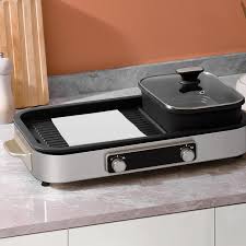 MagiCook 6913 Large Dual Zone Electric Grill with Hot Pot for Indoor BBQ