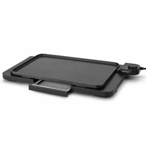 Grill Griddle HY-6329 compact electric nonstick plate with removable control probe and slide-out oil tray