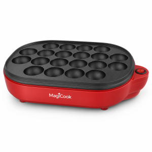 Mini Grill compact red electric multi-plate cooker with black nonstick cooking plate by MagiCook