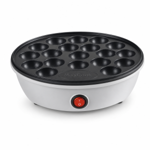 Mini Grill electric 18-hole snack maker with black nonstick plate and silver body